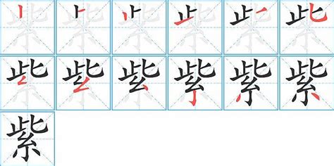 紫笔画|紫字笔顺、笔画顺序